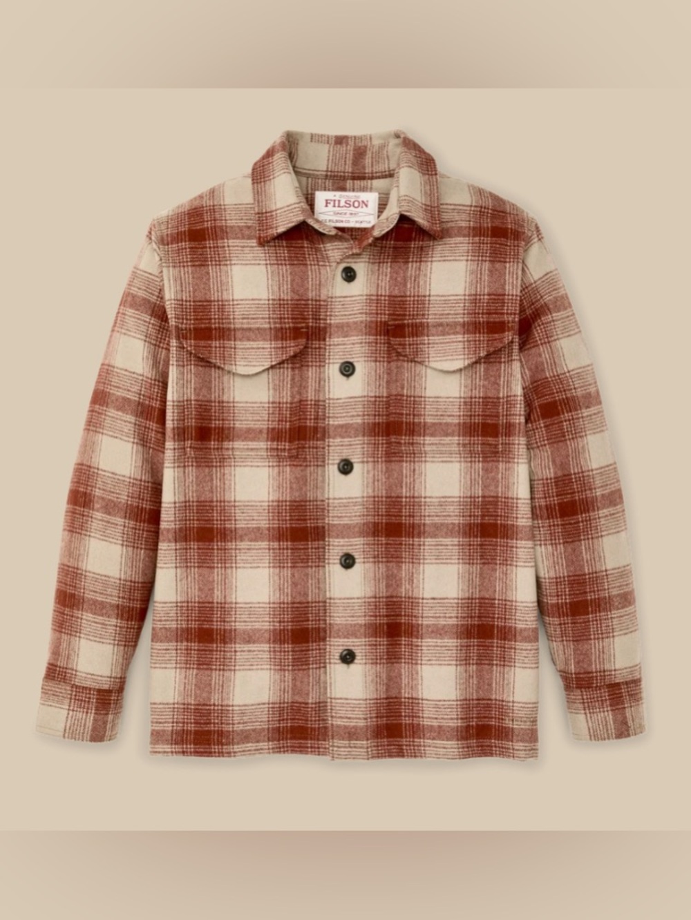 Filson Wool Jac Shirt - Brick Multi Plaid - Men's Med & Lrg - Shacket NWT $269